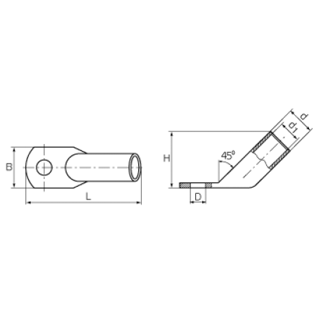 КВТ Наконечник угловой (45°) медный луженый ТМЛс(45) 10-6 (мин партия 100 шт.) 77794 KVT КВТ Наконечник угловой (45°) медный луженый ТМЛс(45) 10-6 (мин партия 100 шт.) 77794 KVT